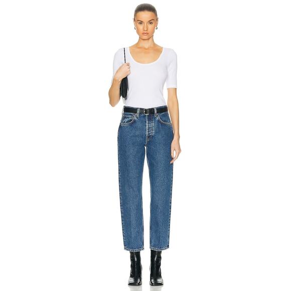 NWT RE/DONE 70s High-Rise Stove Pipe Straight-Leg Med Wash Jeans Size 26